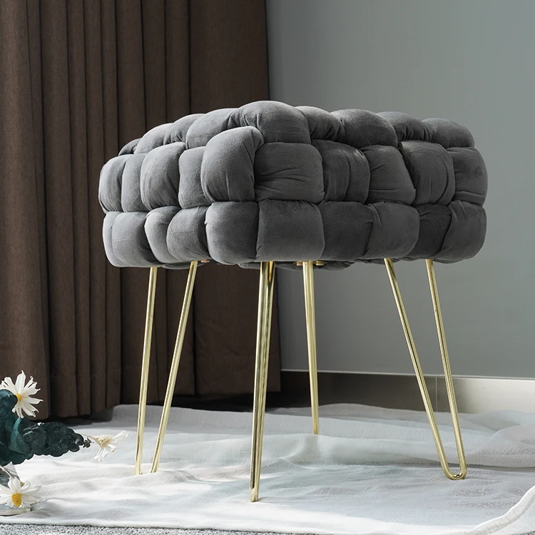 Nordic Furniture Modern Luxury Sofa Foot with Gold Stainless Steel Leg Ottoman Stool