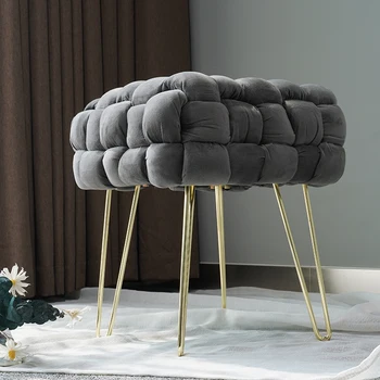 Nordic Furniture Modern Luxury Sofa Foot with Gold Stainless Steel Leg Ottoman Stool