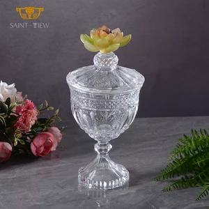 Milk and Sugar Crystal Honey Empty Food Storage Wedding Gift FLower Lid Candy Glass Jar