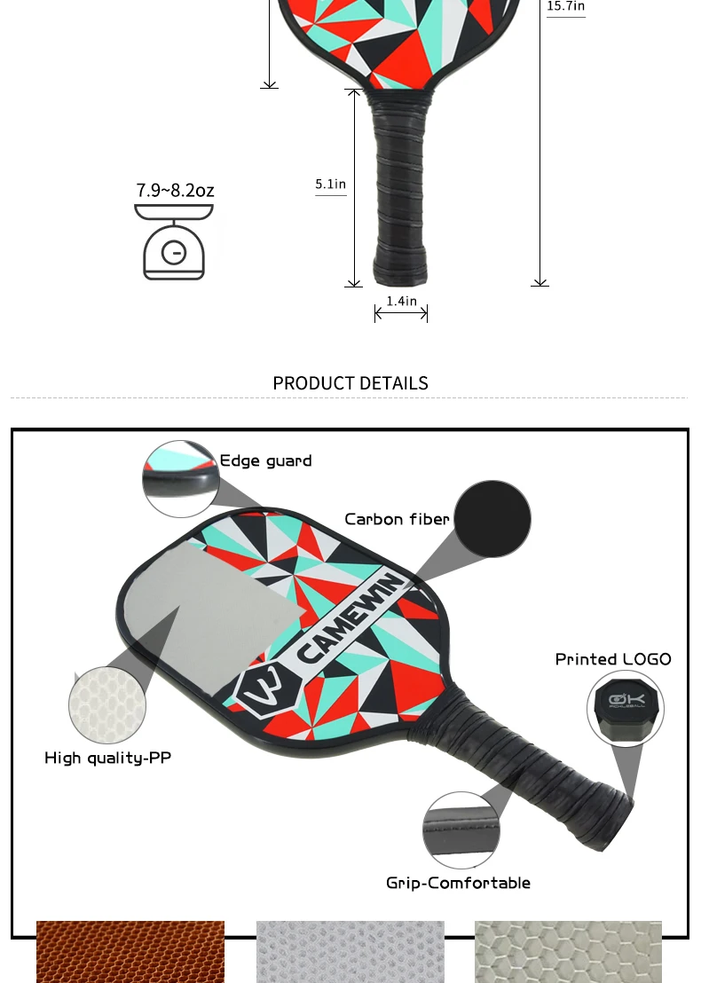 Chrap Paddle Racket Pickleball Rakcets Full Carbon /Glass Fiber Custom Cheap Pickleball ...