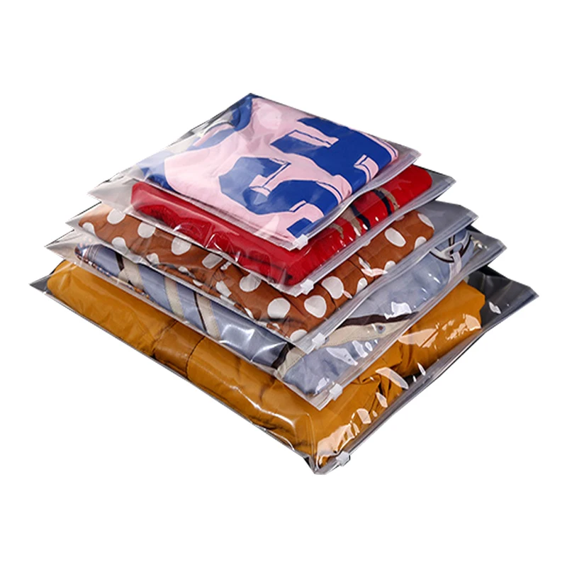 Pe Cpe Pla Logo Printed Matte Frosted Transparent Swimwear Clothes Packaging Zipper Closure Plastic Ziplock Bag