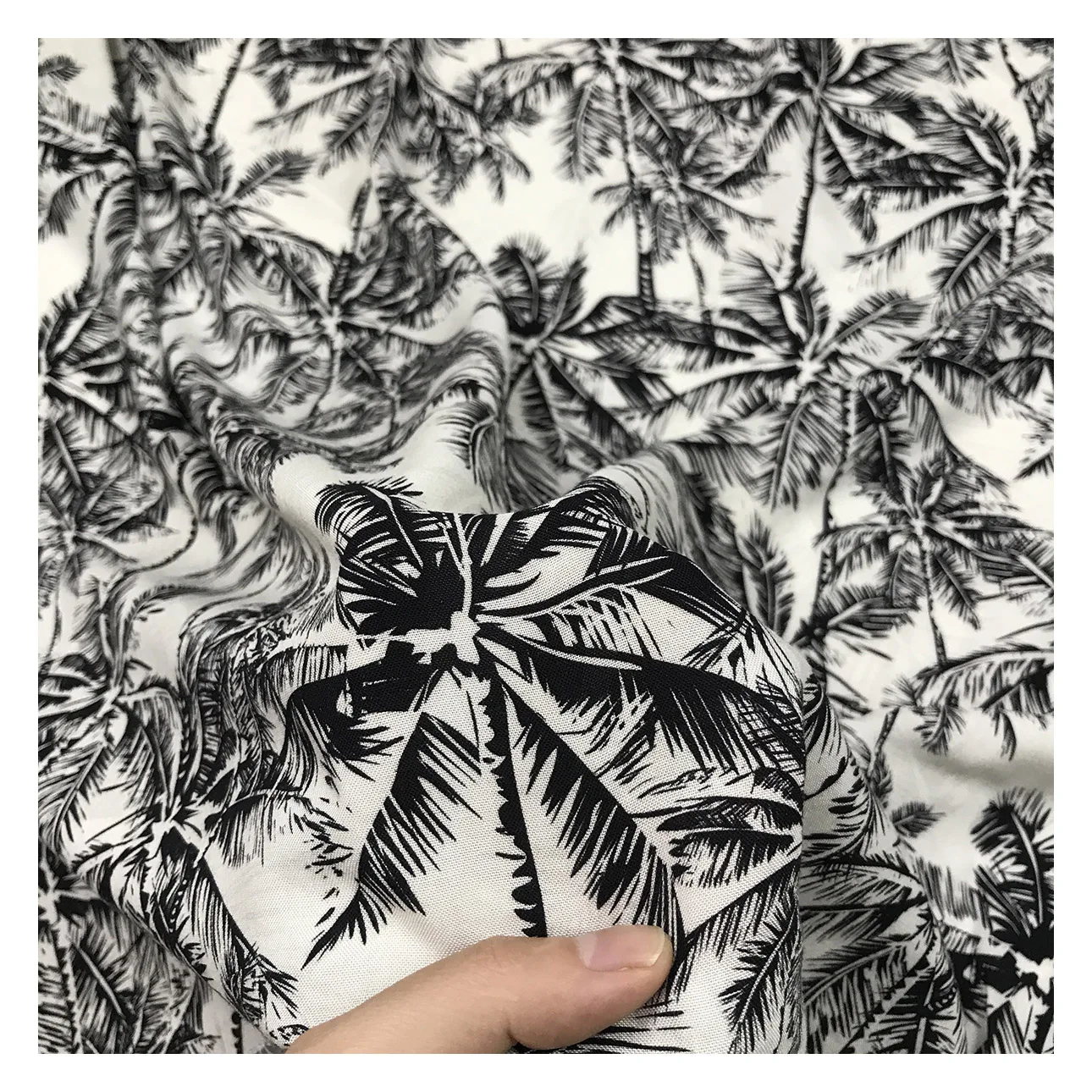 Оптовая продажа горячая Распродажа тропическая Кокосовая пальма дизайн Гавайский стиль цифровая печать искусственный шелк Мужская вискозная ткань рубашки для одежды