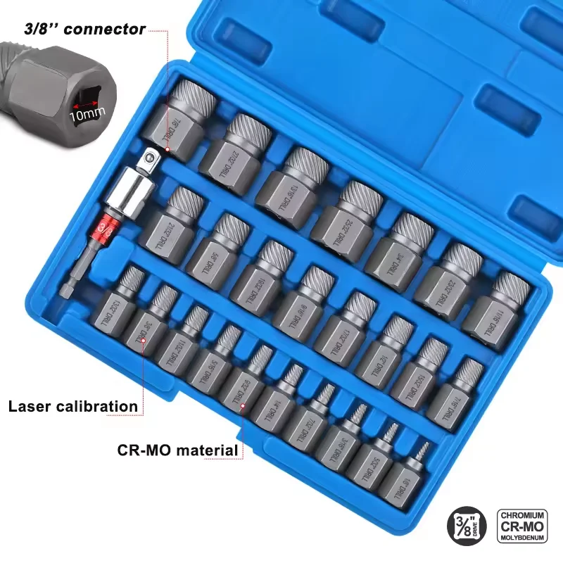 Hot Sale 27PCS  Power Tool and Hand Tool Combine Used Material Broken Screw Bolt Extractor Set