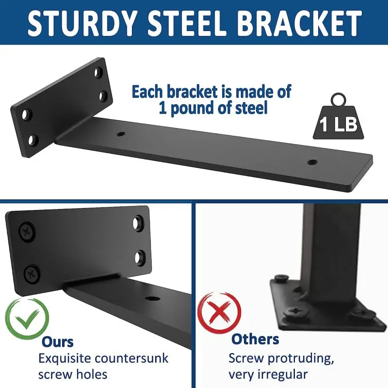 10inch Floating Shelf Brackets,Heavy Duty Cast Iron Shelves Brackets,1/