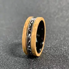 Latest Unique Design Koa Wood Tungsten Ring Tungsten Whiskey Barrel Ring Guitar String Inlay Rings Tungsten