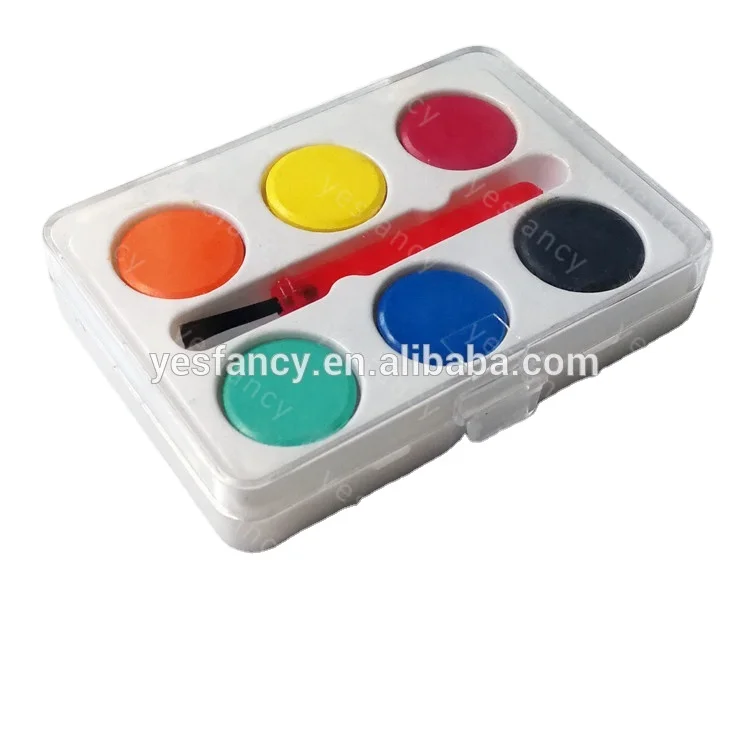 Мини 6 видов цветов водными красками с кистью акварельные