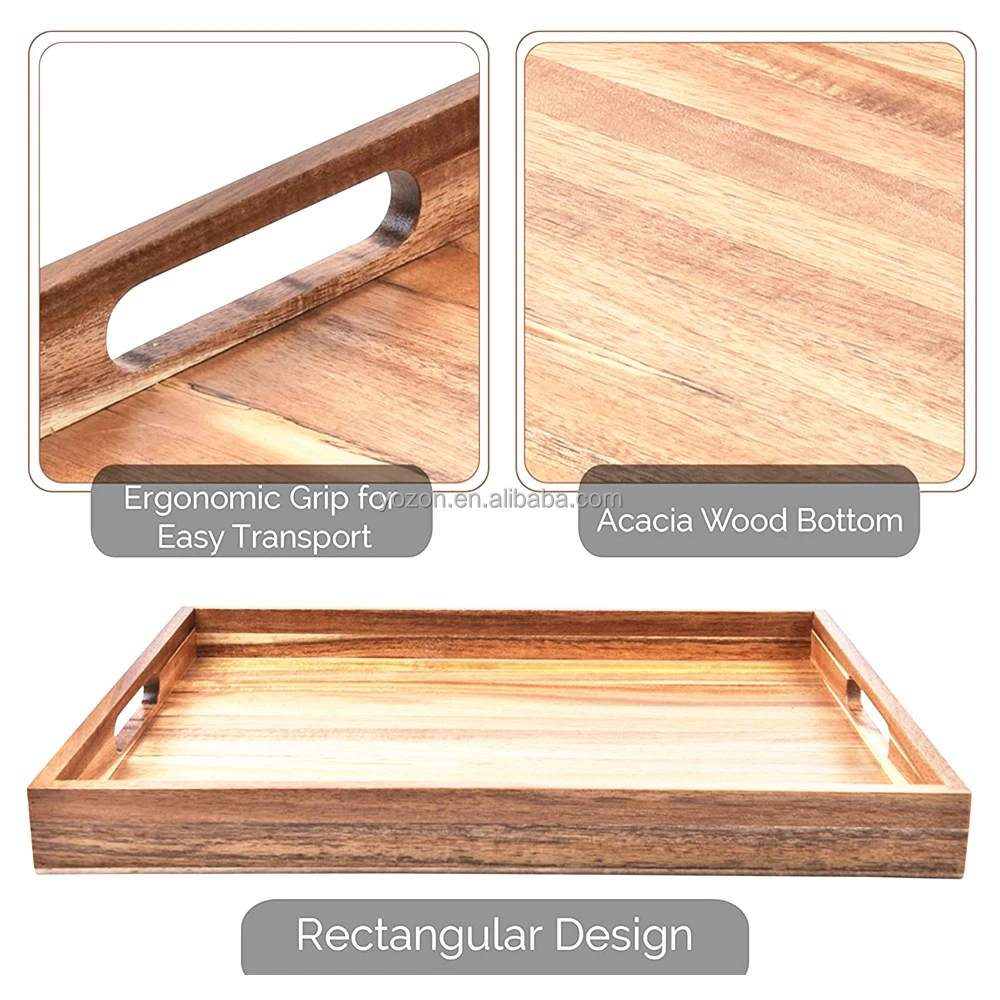 Custom Wooden Serving Tray With Handles Decorative Serving Trays ...