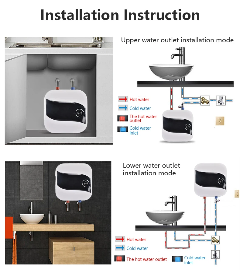 Customization Smart Electric Water Heater 10l Storage Bathroom Kitchen