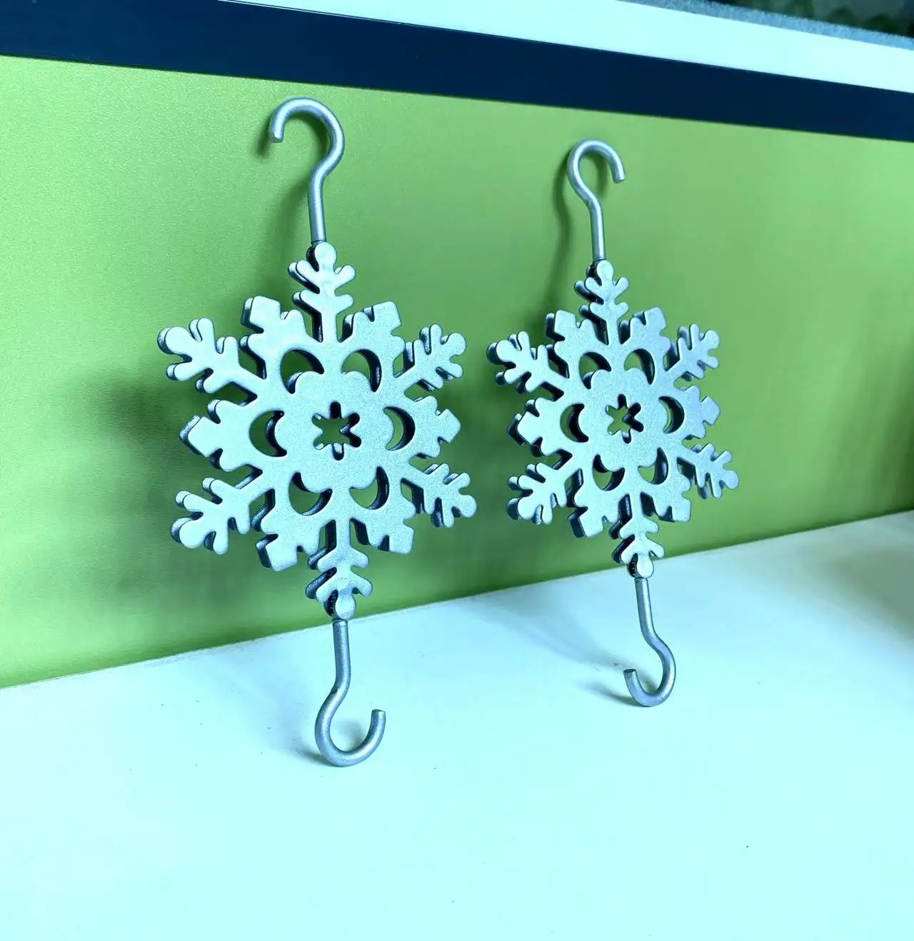 Christmas Tree Decoration Snowflake S Hook Christmas accessories Snow ornament silver novelty hooks details