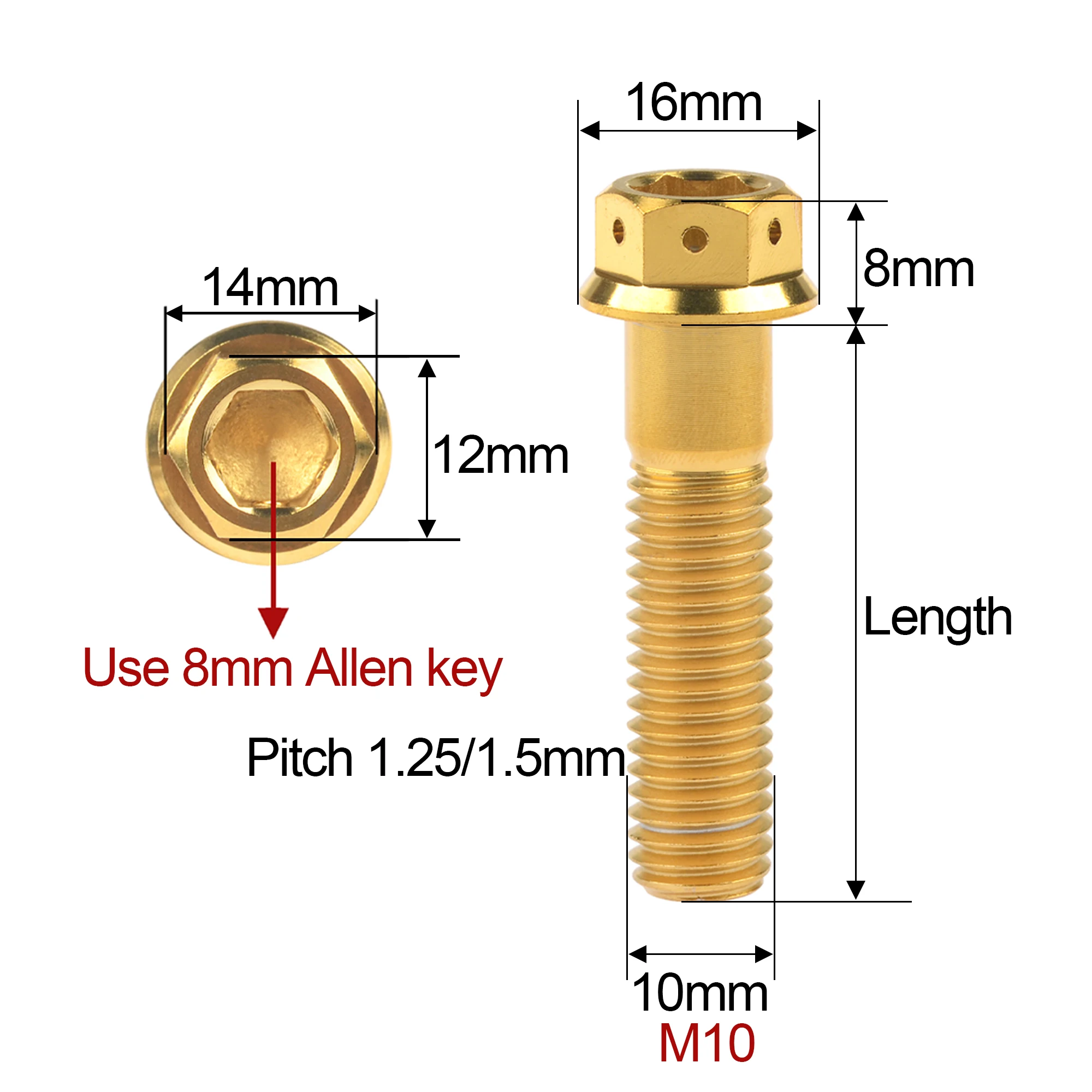 Viti In Titanio M10 β Flangia A Testa Stella β Lunghezza 20-80mm Passo 1,25 β Leggere E Fortissime