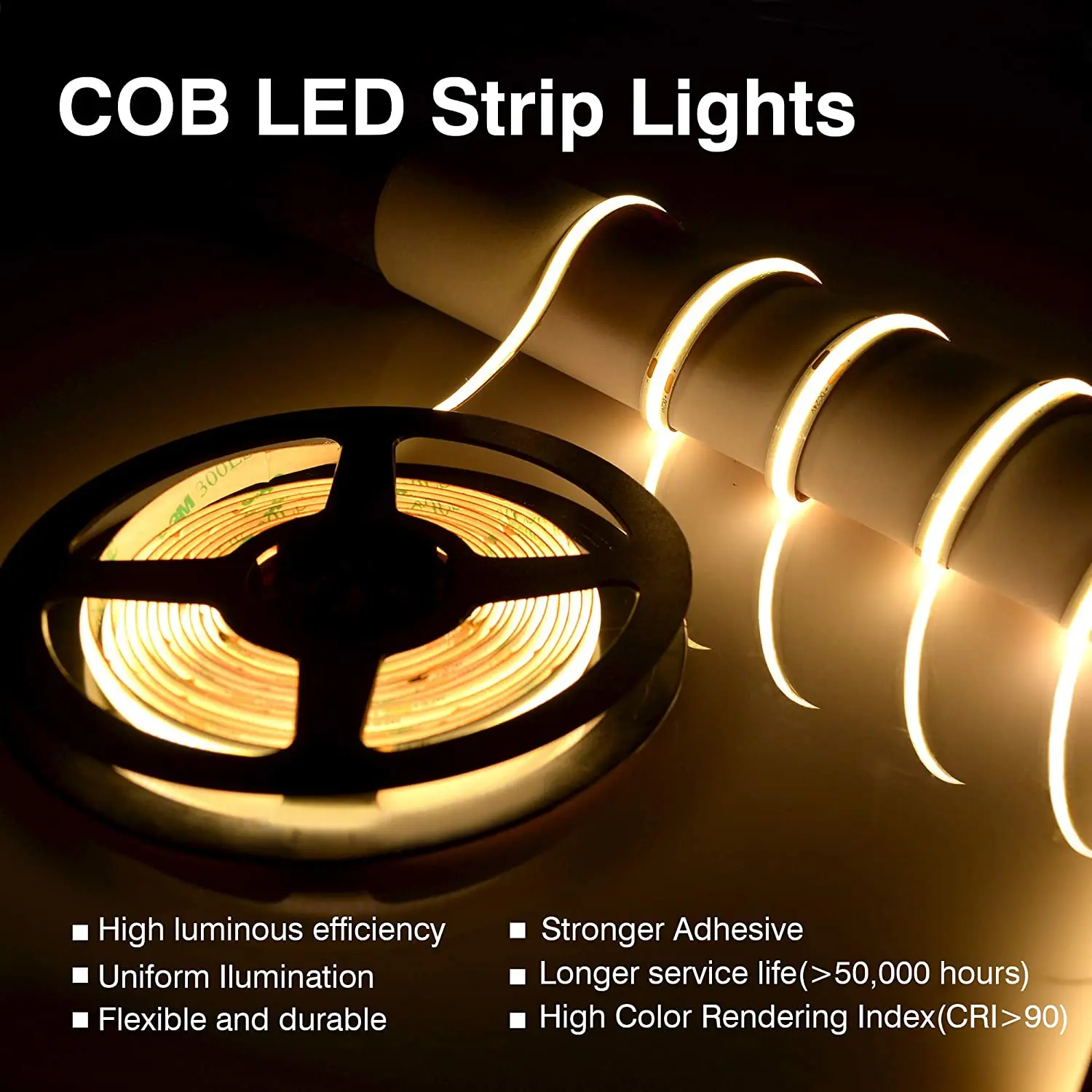 Uniform Linear Lighting 3000K 4000K 6500K 5V COB Short LED Light Strips -  China LED Strip Lights Made in China, LED Stripe