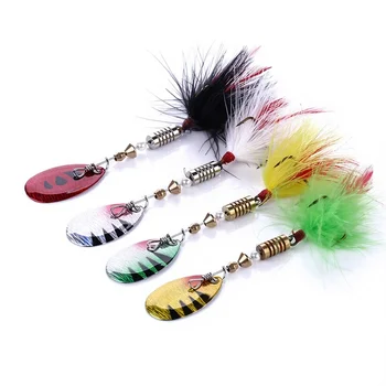 JIA Metal Rotating Sequin Live Bait Fishing Lure with Colorful Feather Hook 7cm 5.5g – Metal Jig – view 2