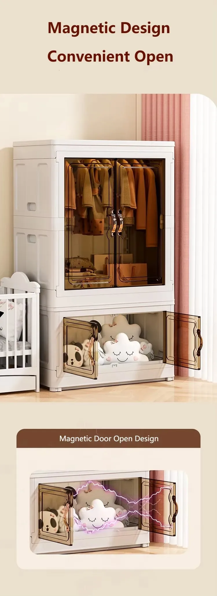 Large Capacity Foldable Plastic Cabinet Rectangle Shape Storage Bin Box for Clothes and Snacks High Capacity Storage Solution supplier