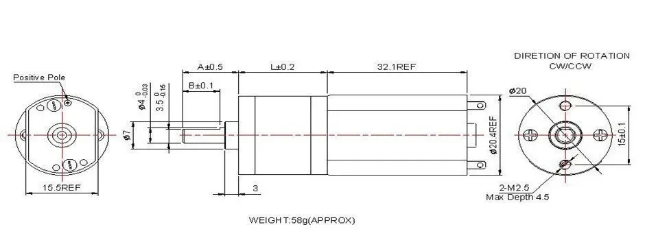 KG-20A180 dc gear motor 3-36v no-load speed 2000-30000rpm no-load torque 1-1500g.cm used chiefly in undercarriage