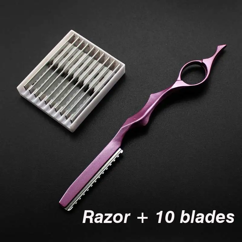 
17,5 см машинка для стрижки волос, металлическое лезвие с одной кромкой, прямая Безопасная бритва из нержавеющей стали, цветные бритвы для филировки волос 