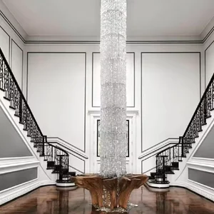 Modern Lamp Column Long Stairwell Spiral Stair Light Luxury Villa Hotel Living Room Floor Lighting Luxury Led Crystal Light