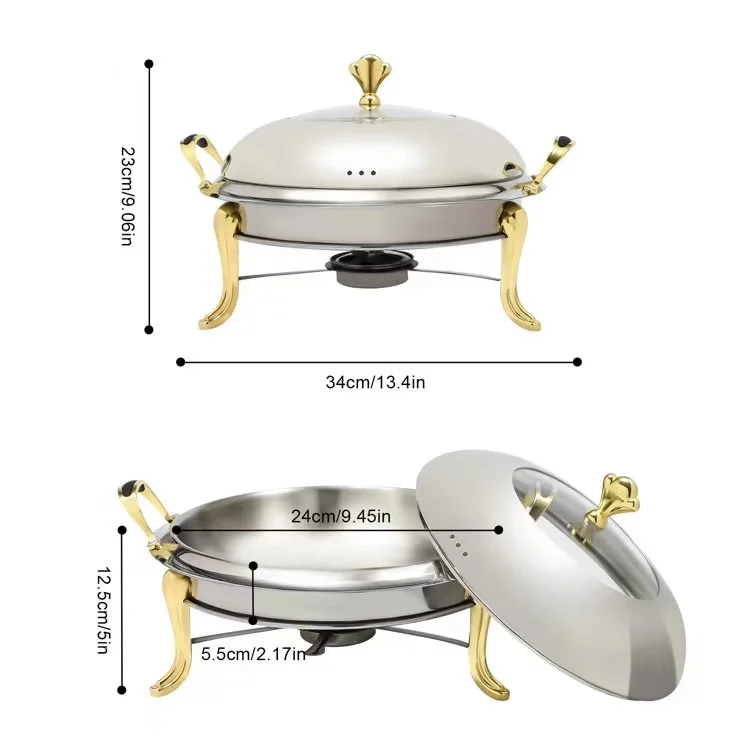 Hot Sale Golden Royal Chafing Dish Stainless Steel Luxury Buffet Food ...