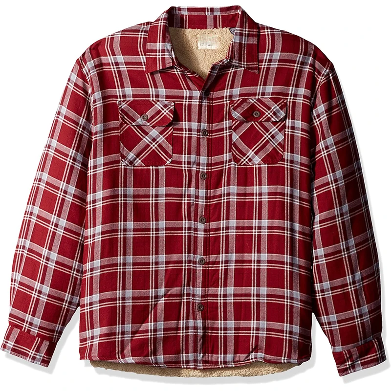 Custom Flannel Sherpa ed Mens plaid Shirt casual full sleeves plus size flannel shirts_voghion.com