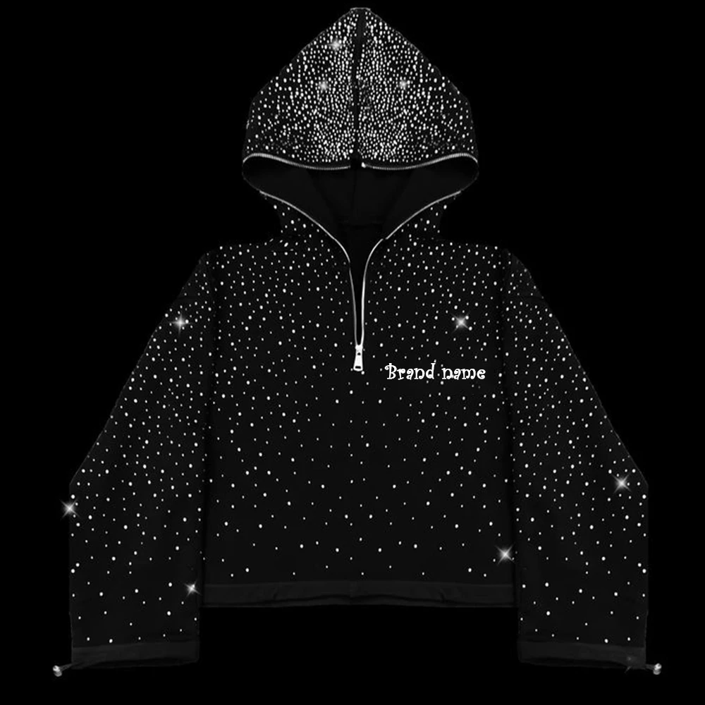 Custom Logo Rhinestone Tracksuit - Glitter & Street Style