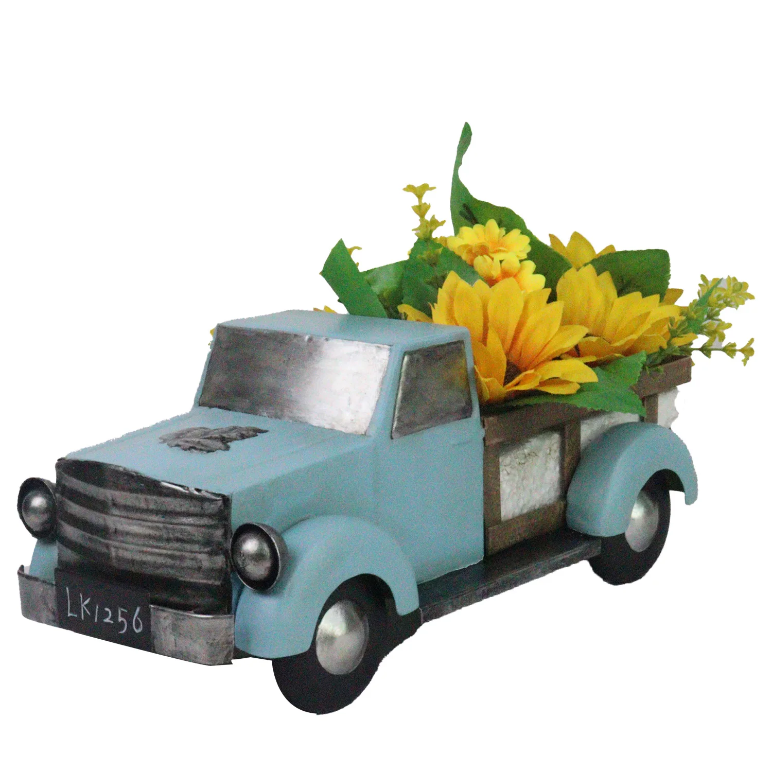 Pickup Truck Flower Pot with Car Retro Style Planter Truck Cute Vintage Metal Truck Planter Bus Nostalgic  