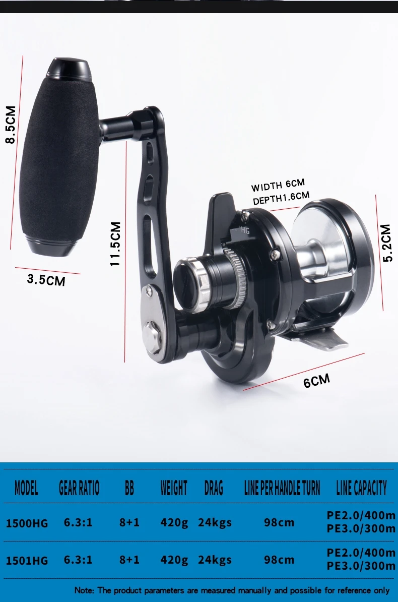 Japan Brand Lurekiller Full Metal Overhead Casting Reel Black