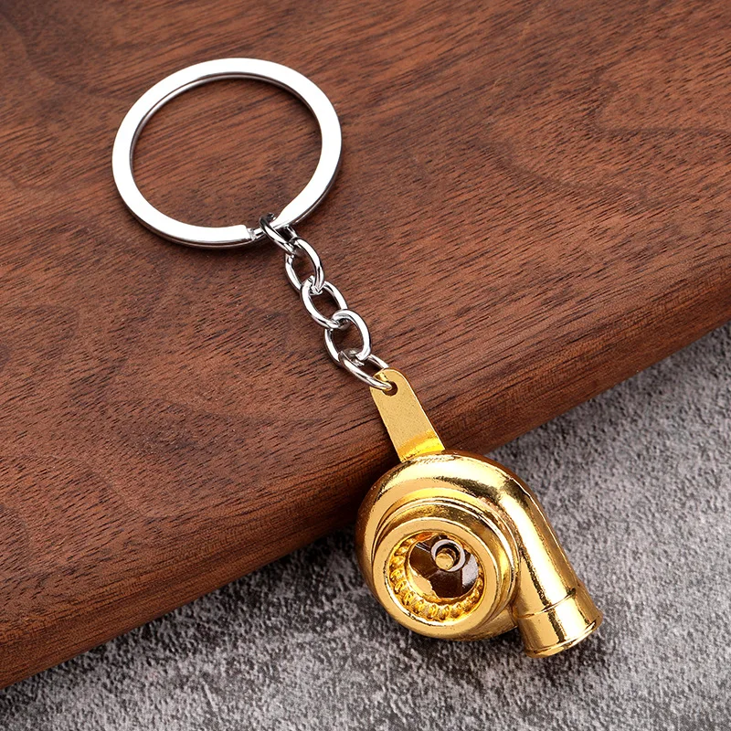 Creative Multicolor Turbo Chain Auto Part Key Ring Bearing Spinning Turbine Turbocharger Metal Keychains Car Parts Keyring 4