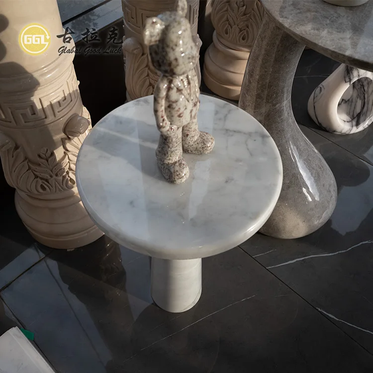 Natural Carrara White Marble Countertops Vanity Tops & Table Tops End Table with Elegant Design