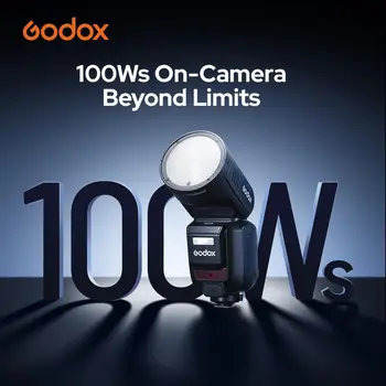 Godox V100S Flash V100-S Round Head Touch Screen Flash, Built-in Lithium Battery, for Sony Camera,Canon,Nikon,FUJIFILM Camera. detail image