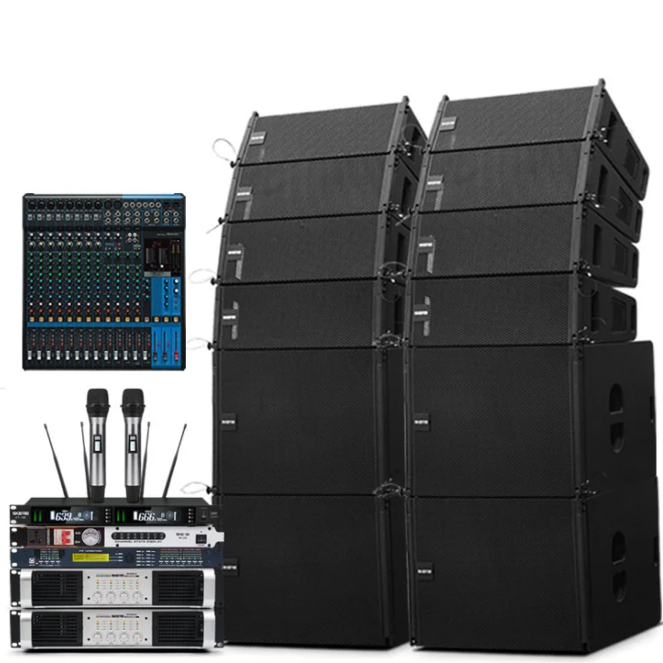 Complete Set Professional Audio Dual 6,5 Inch Line Array Speaker 15 Inch  Subwoofer Sound System With Microphone and DJ Mixer