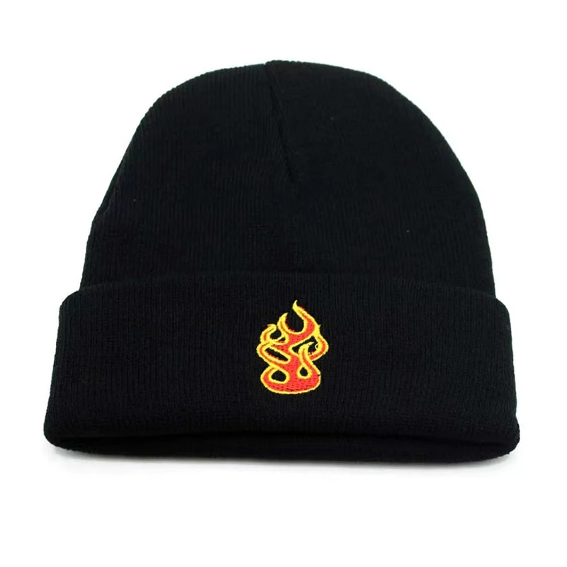 Fire Flame Skull Cap Beanie Hat 