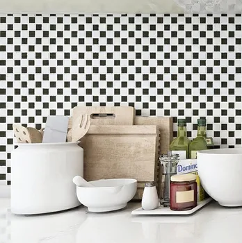 Foshan Black And White 25 x 25mm 300X300mm Stone Mosaic Tile For Kitchen Bathroom Backsplash Wall Tiles