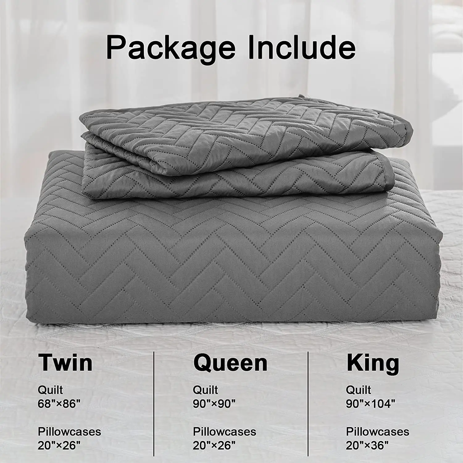 Queen Quilt Bedding Set,3 Piece Grey Soft Microfiber Lightweight Bedspread Coverlet Buy