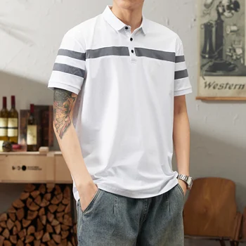 High Quality Men's Short Sleeve Polo Shirt Custom Summer Quick drying Elastic Breathable T-shirt Shrinkproof Golf Sports Shirt