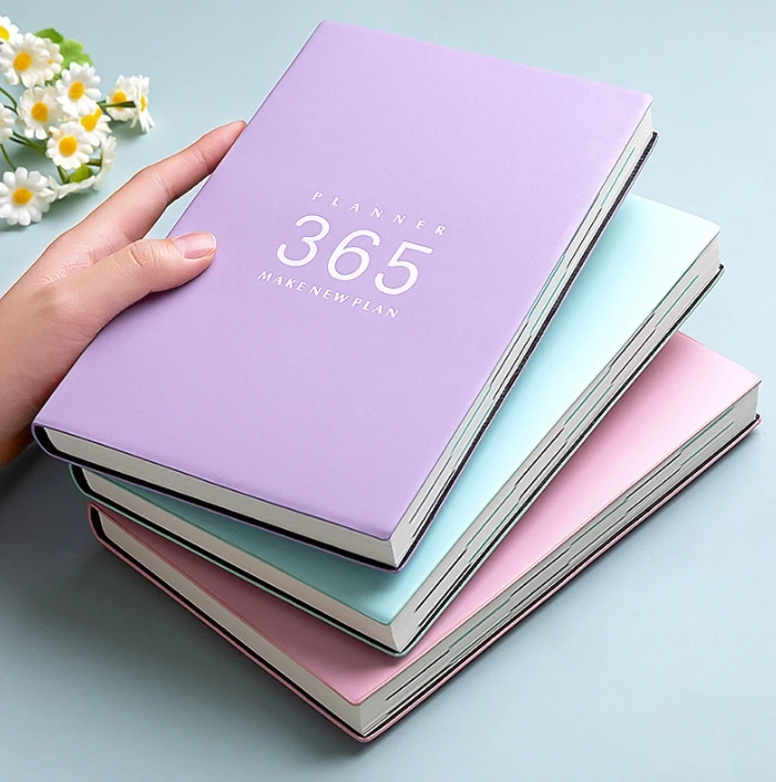 2024 PU Hancover Agenda Book 365 Days Daily Planner High Value A5 Notebook Book Calendar Book Efficiency Handbook