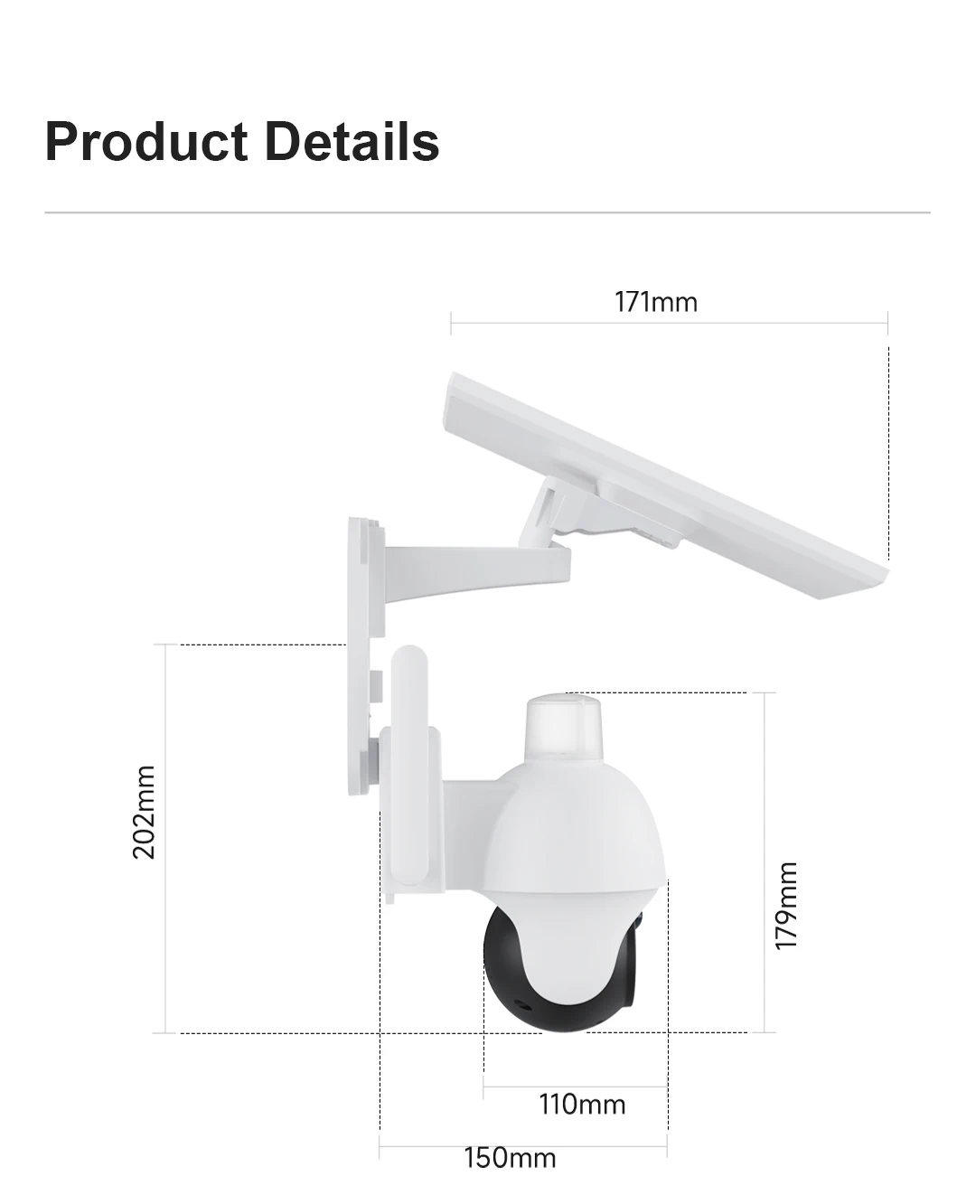 P15M 7.5W Solar Panel 10000mAh Battery Powered Security Camera with 2mp Blacklight Mix Zoom 4G Memory Card Data Storage Option details