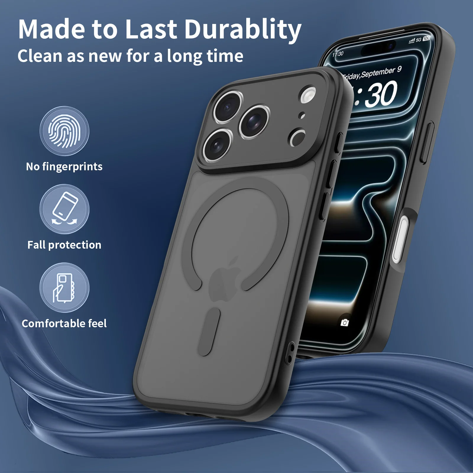 product factory manufacture acrylic tp skin feel matte semi transparent magnetic closure phone case for iphone 17 pro max laudtec-3