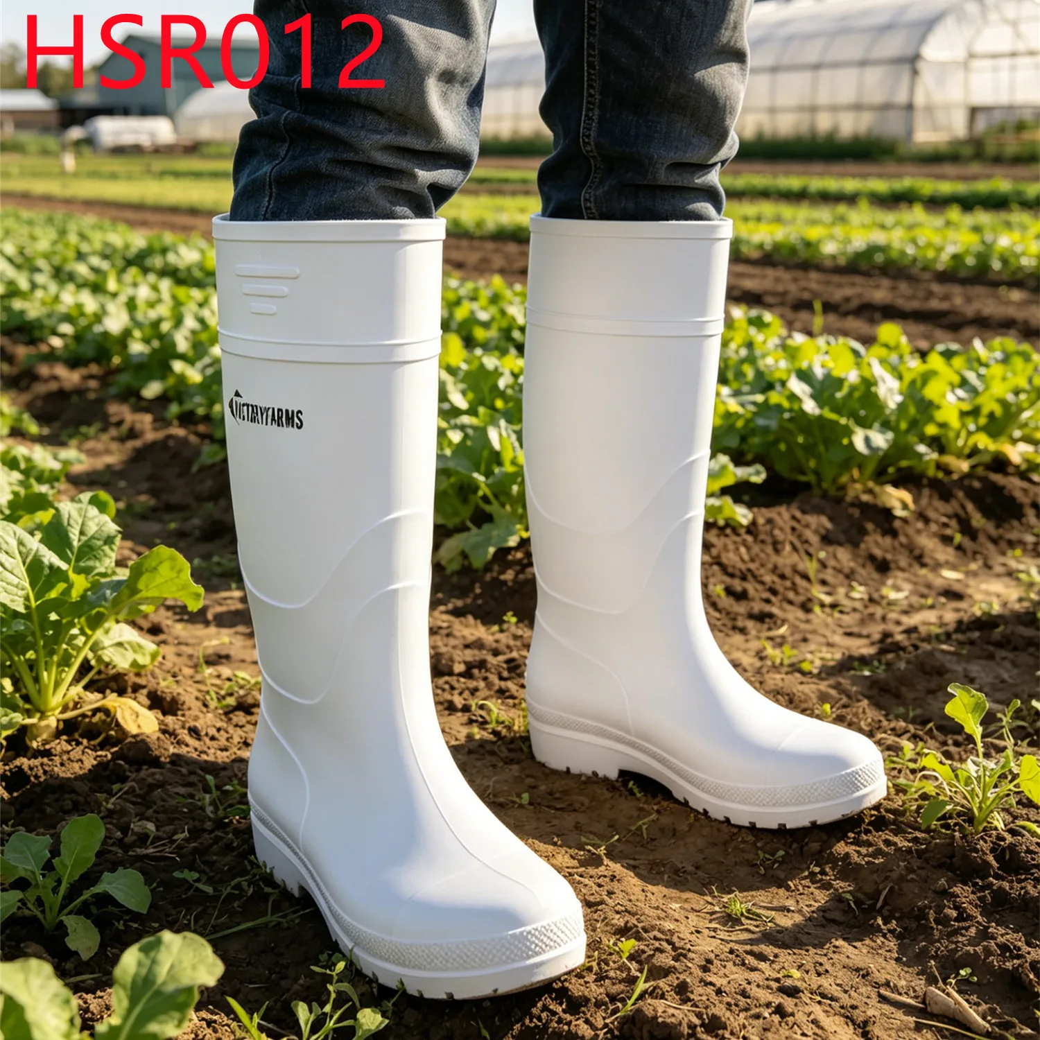 YYR,Landscaping Work Integral Molding PVC Material Farm Boots Wetland Walking Easy Washable White Rain Boots in Kenya HSR012