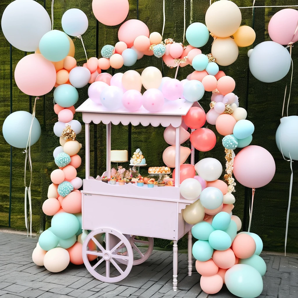 PVC Flower Cart Display Stand With Wheels for Wedding Garden Event Christmas Easter Graduation Market Decoration Use