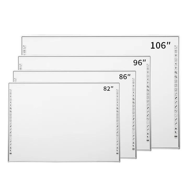 Educational Equipment 82 86 96 106 Inch Support Finger Touch Screen Smart Board Interactive Whiteboard with a Projector