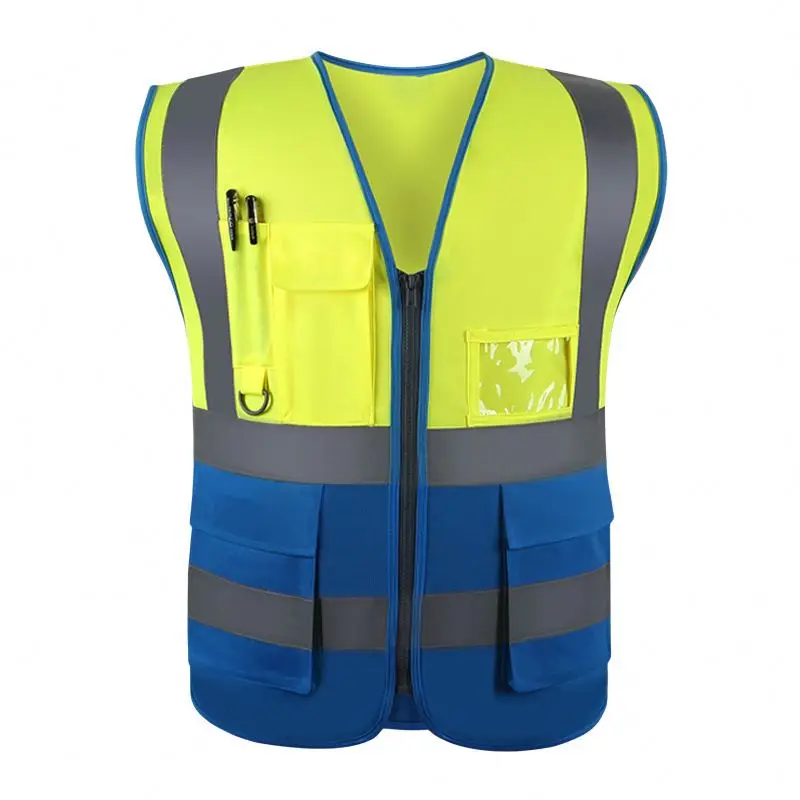 ANSI ISEA Custom Logo Multi Pockets Reflective Vest Security Safety High Visibility Vest Roadway Working Safety Clothing