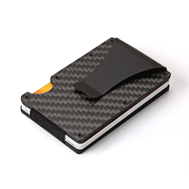 Custom logo RFID Blocking slim carbon fiber minimalist men rfid wallet