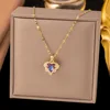 Collana in acciaio inossidabile con zirconi a forma di cuore