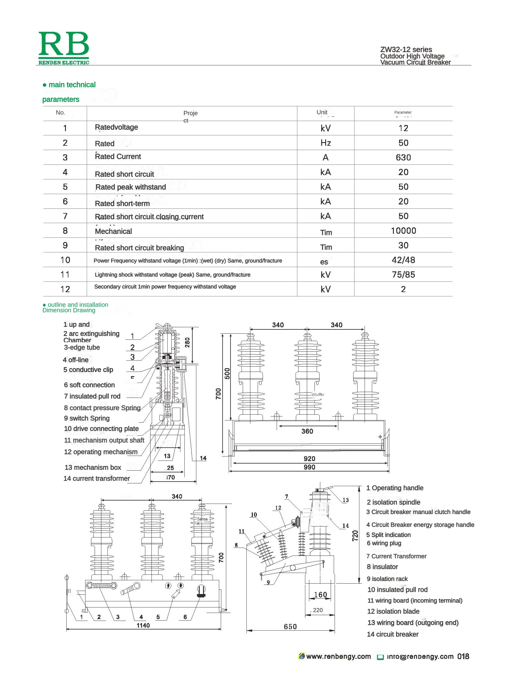 High Voltage Core 630a Current Transformer Zw32-12d/630-20 12kv - Buy ...