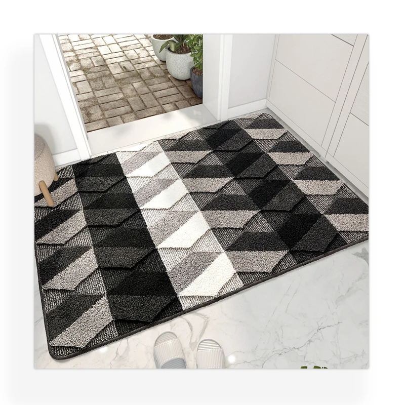 High quality Geometric Style Custom non-slip Microfiber Polyester Bath Mats Bathroom Tufted bath mat