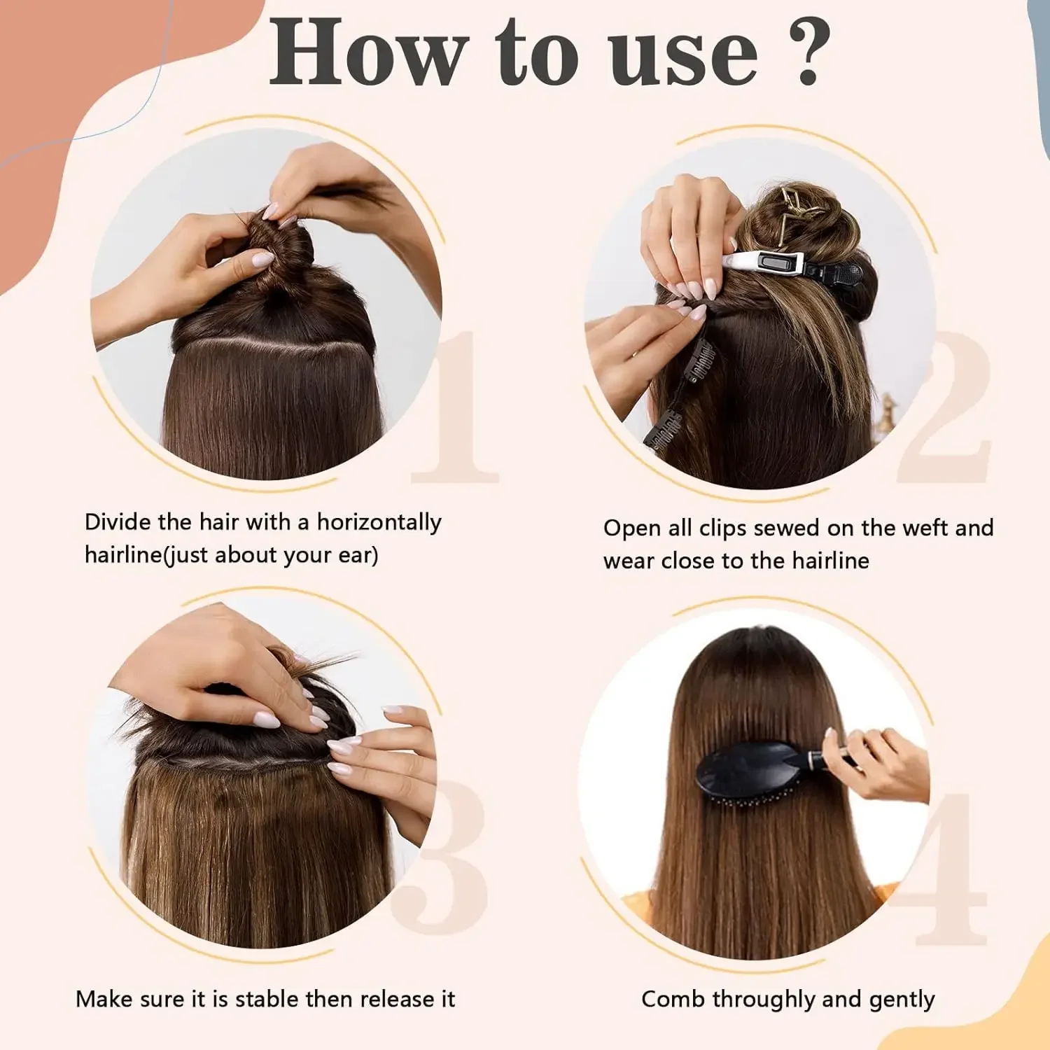 Einteilige Haarverlängerung, 5 Clips, glatt, gesträhnt, Remy Human, 120G, P4-27, Mittelbraun, Dunkelblond_voghion.com