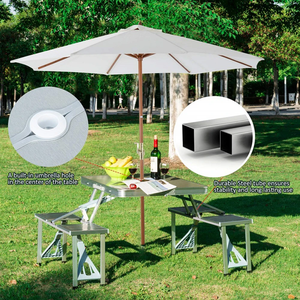 Портативный алюминиевый складной стол для кемпинга и пикника, Набор отверстий в зонтике