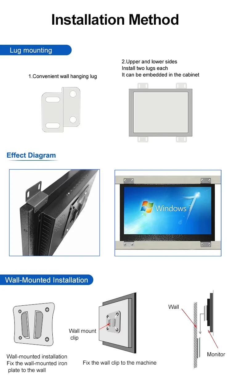 17 Inch Industrial Display Wall Mounted IPS HD Touch Screen Monitor VGA TFT Touchscreen Industrial Monitor