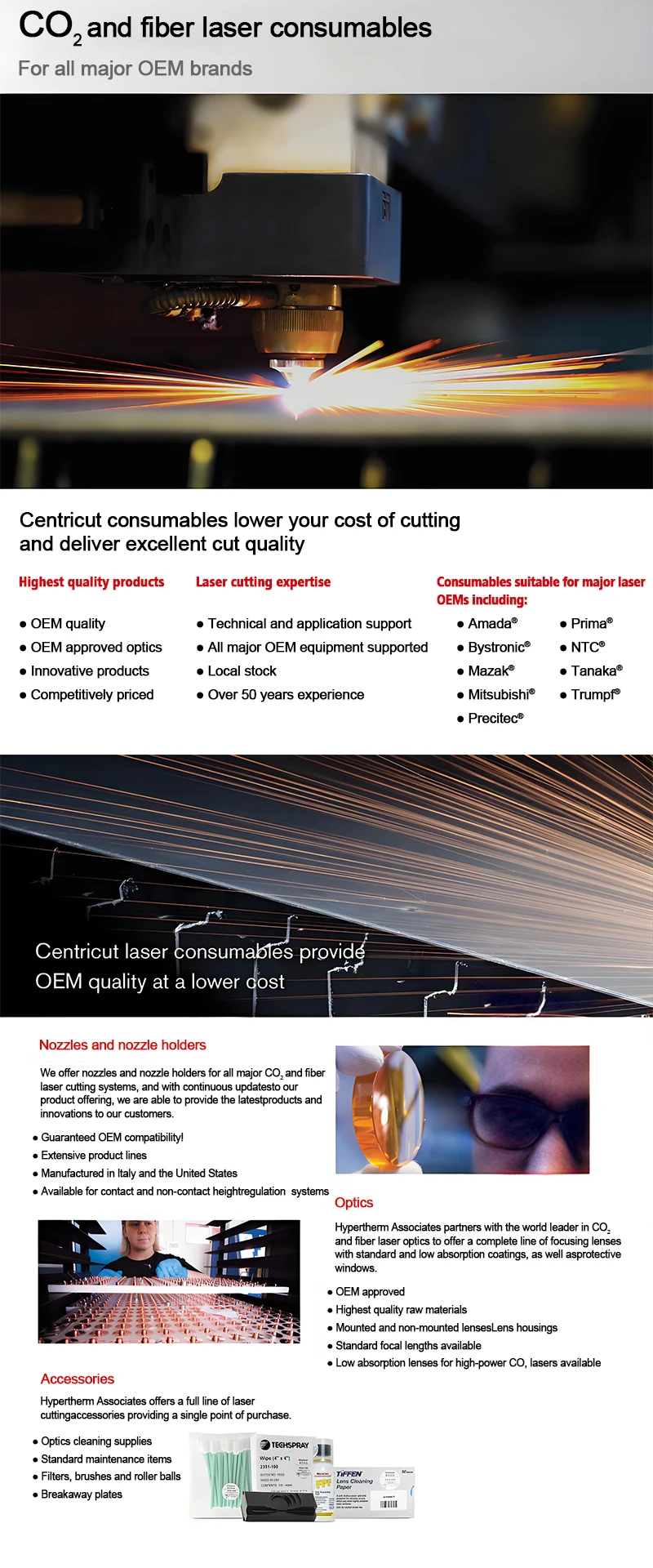 Centricut Laser Cutting Nozzle PT350-0030 PT350-1591CP New Condition Laser Equipment Parts for Precitec