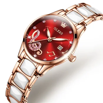 OLEVS 3605 Luxury Ceramics Watches for Women Swiss Imports Quartz Waterproof Ultra-thin Ladies Watches Exquisite fashion gifts