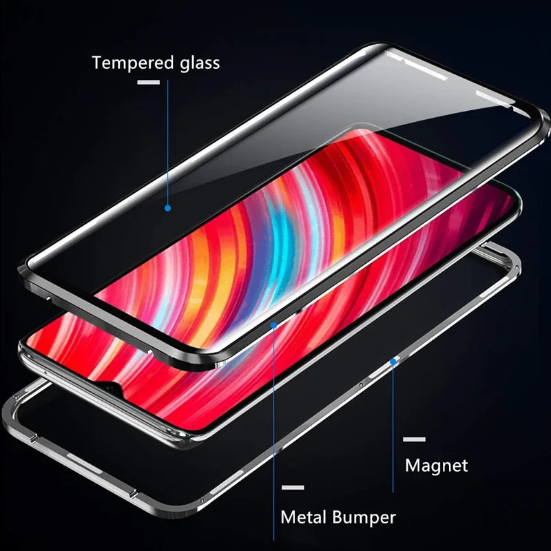 Custodia Magnetica 360° Per Xiaomi Mi 9: Cover Full Body In Vetro Temperato E Paraurti In Alluminio. Protezione Totale Con Ricarica Wireless. - 2